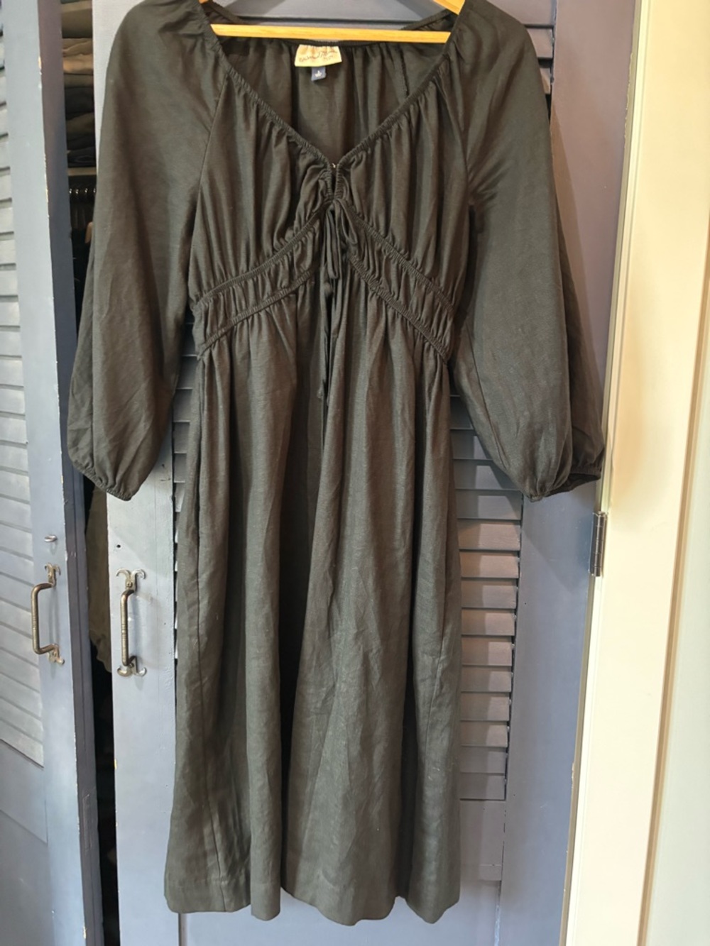 Black Peasant Midi Dress